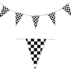 Home Outdoor Flags Bunting PE Party Pennant Flag Racing 30M Black White
