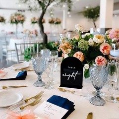 Black Arched Wedding Table Numbers 1-10 with Stands, 5×7 Inch Black Acrylic A…
