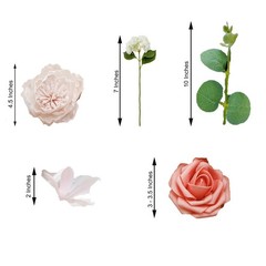 Pink Coral Foam Roses Peonies Assorted Silk Florals Artificial Flowers Box Party