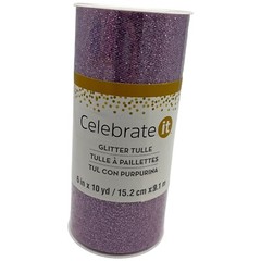 Lot 4 NEW Glitter Tulle Spools 6″ x 10 yds ea. Pastel Pink White Blue Purple