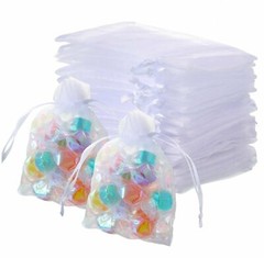 200Pcs White Sheer Organza Wedding Party Favor Gifts Candy Bags Pouches 4″X5″ US