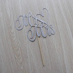 Silver Glitter Mr and Mrs Cake Topper – Wedding, Engagement, Wedding Annivers…