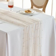 1 Pack Pearl Table Runner -10FT Boho Tulle Table 10FT*1PC Champagne Gold