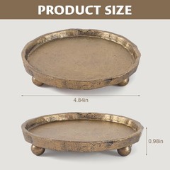 Vintage Cast Iron Pillar Candle Holder Plate, 1 set (1 pc), Brass