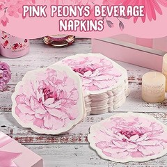 100 Pcs Floral Paper Napkins Flower Shape Cocktail Napkins Spring Peony