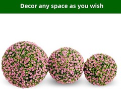 2-Pack Artificial Flower Ball Topiary, UV Resistant, Wedding Garden Decor, Pink