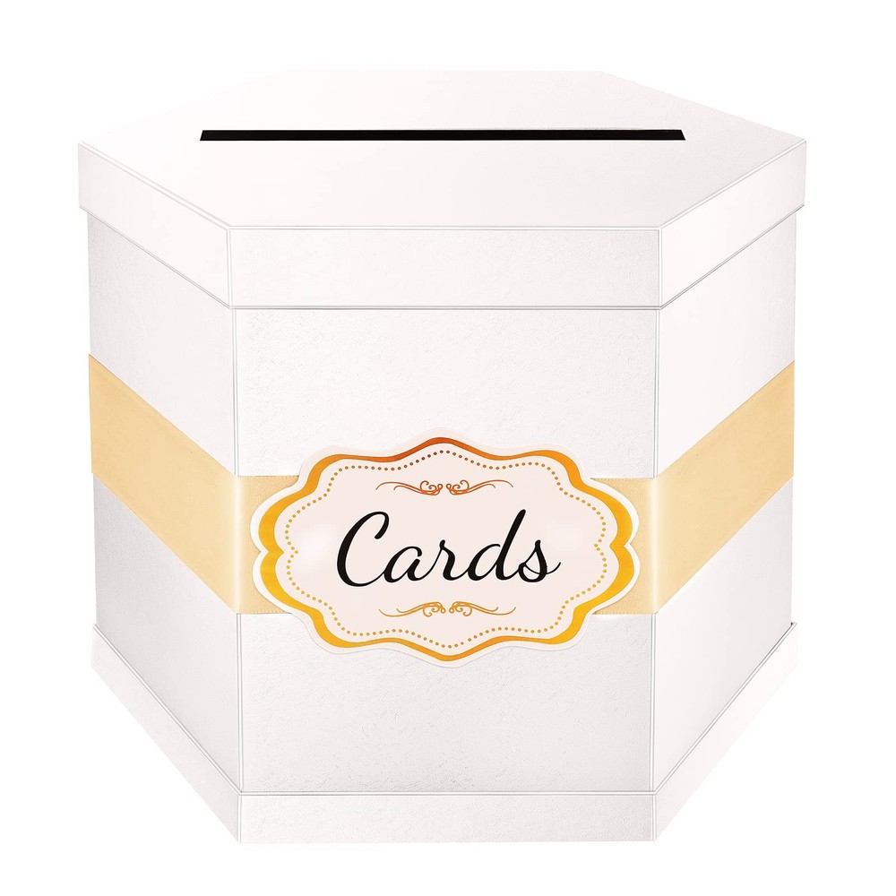 Elegant Card Box Holder 14x12x12 Inches Wedding Graduation Birthday White Box