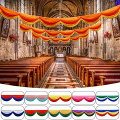 1/2m Detachable Gauze Curtain Swag for Wedding Church Stair Handrail Decoration