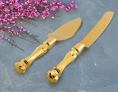 Gold Elegant Cake Knife and Server Set, Cake Server and Knife Set of 2