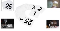 Durable White Plastic Table Numbers 1-25 – Perfect for Banquets & Restaurants