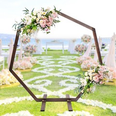 Polygonal Wooden Wedding Arch Flower Frame Backdrop Stand Birthday Venue Arbor