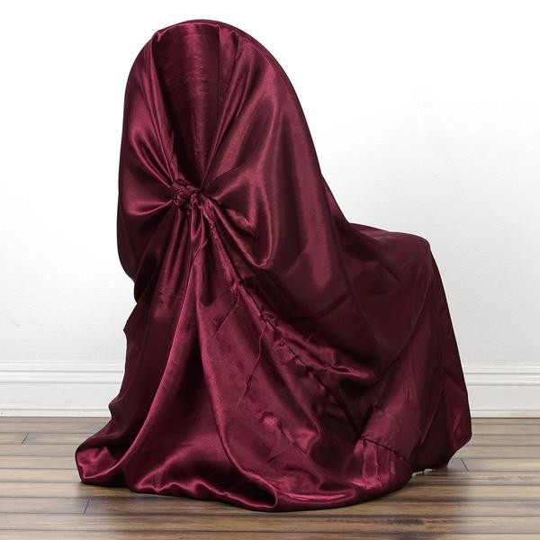 6 Burgundy SATIN UNIVERSAL CHAIR COVER for Wedding Banquet Reception Decorations