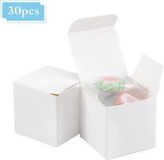 30 Pack Kraft Paper Box 1.57″ Mini White Paper Gift Packaging Box with Lid Soap