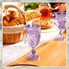 Pcs Plastic Goblets 7.5oz Vintage Goblet Plastic Wine Glasses Colored 6 Purple