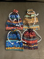 4 Egyptian Ethnic Style Jewelry Candy Pouch, Small Drawstring Gift Bag