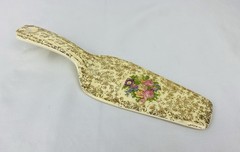 Vintage Porcelain Floral & Gold Cake Server Country Cottage Granny Core Wedding