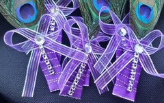 Peacock Feather Wedding BOUTONNIERE for Groom Groomsmen CORSAGE PROM Quinceañera
