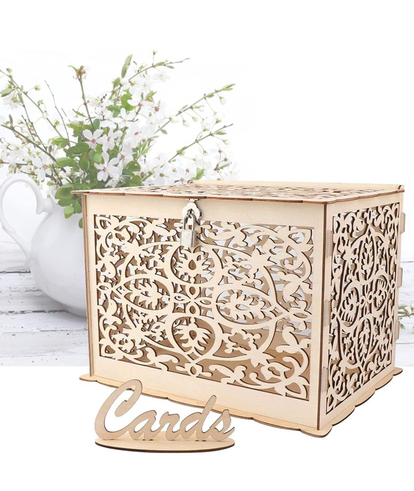 DIY Wedding Card Box with Lock 9.8”(L) 7.8”(W) 7.2”(H)
