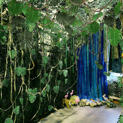 1 Set Vbs 2026 Jungle Party Decoration 10 X 13 Ft Netting with Tropical Rainfore