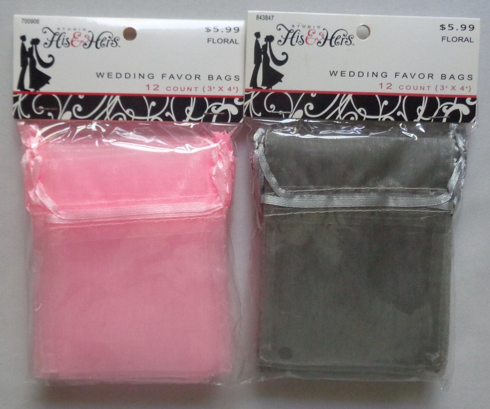 Studio His & Hers Wedding Favor Bags 24 Count Pink & Gray New