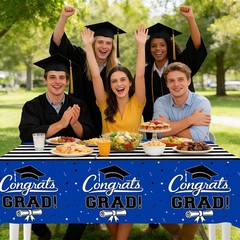 multiwins 7-Pack Graduation Party Decorations Set, 3 Blue 54″ x 108″,