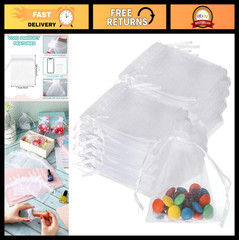 500 Pcs White Organza Drawstring Bags 3×4″ Jewelry Gift Pouches for Weddings & F