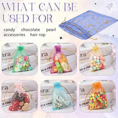 50PCS Moon Star Organza Drawstring Gift Bags Jewelry Favor Pouches NEW