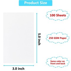 100 Pack 3×5 Index Cards Blank Note Cards, 250 GSM/92 lb Thick White Cardstoc…