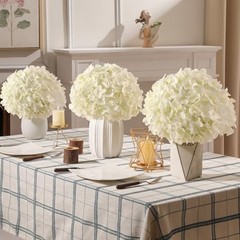 Pcs Hydrangea Artificial Flowers Bulk, Faux Hydrangea Full Flowers 24 White