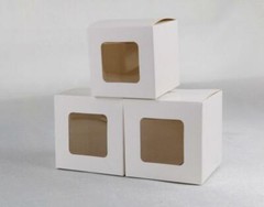 200x Clear Window White Paper Packing Box Cupcake Macaroon Candle Gift Favor Box