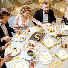 Justforjoyful 96Pcs Happy Engagement Party Supplies medium, Gold