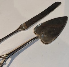 Studio His & Hers Cake Server & Knife Heart Metal Silver Plated Wedding
