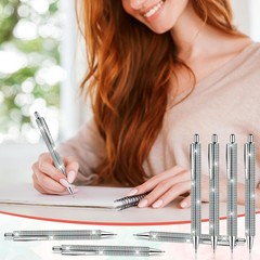 Bling Pens for Rhinestones, 4Pcs Sparkly Silver Ballpoint Pen with 8Pcs Black…