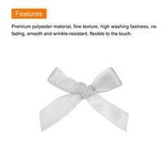 50Pcs Mini Ribbon Bow 1.8 inch Mini Fabric Satin Ribbon Light Grey