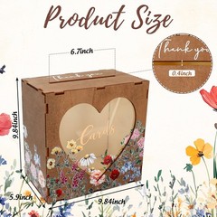 Spring Brown Wedding Card Box for Reception with Heart Acrylic Window Summer Vi