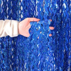 4 Pack 3.3 ft x 6.6 Wavy Sparkle Dark Blue Foil Fringe Backdrop Curtain – Nav…