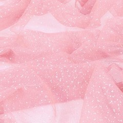 Glitter Tulle Fabric x 60 Inch Wide Tulle Bolt Tulle Netting with 1 Yard Pink