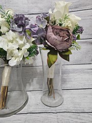 Wedding Table Centerpieces, Reception Centerpieces, Vintage, Dusty Purple, Ivory