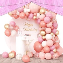 4 Pack 10 Feet Macaron Pink Foil Fringe Garland Metallic Tinsel Streamers Ban…