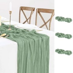3 Pack Cheesecloth Table Runner 10FT 120 Inches Green 10ft x 3pcs Sage Green