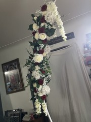 Circle Wedding Backdrop Arch Floral Garland White Burgundy Green Artificial
