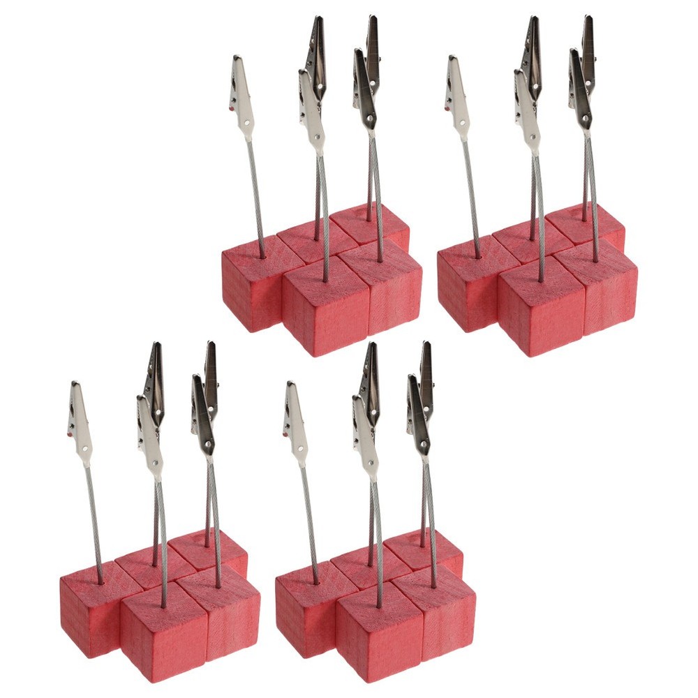 20Pcs Reusable Wood Table Number Holders with Strong Metal Clip for Office Use