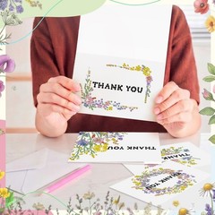 Saillong 12 Pack Thank You Diamond Painting Greeting Card Kit DIY Thanks Flow…
