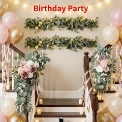 Wedding Arch Swag, White Pink Rose Eucalyptus Greenery Arrangement