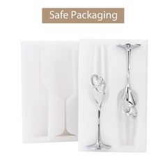 Sziqiqi Wedding Champagne Glass 2 Count (Pack of 1), Silver with Regular Box
