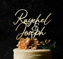 Brown Wedding Cake Toppers Personalized Name Mirror Bride Groom Mr Mrs Initials