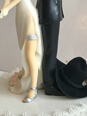 I’ve Got Your Back Western Wedding Cake Top, Ivory with Black Cowboy Hat
