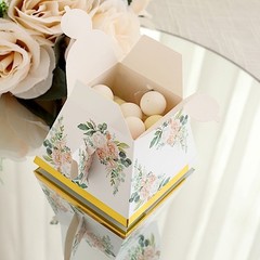 GOLD 25 Mini Teapot 4″ Wedding FAVOR BOXES Floral Print Party Event Decorations