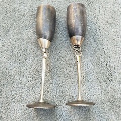Vintage Silver Plate Toasting Flute Wedding Goblets Made by Things Remembered