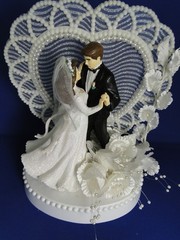 New Elegant Wedding First Dancing Couple Caketop, Lace Heart, #407A